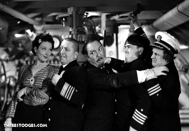 Curly, she's a spy! Three Little Sew and Sews | The #ThreeStooges buff.ly/2JyIgb4 #NationalSubmarineDay #SubmarineDay