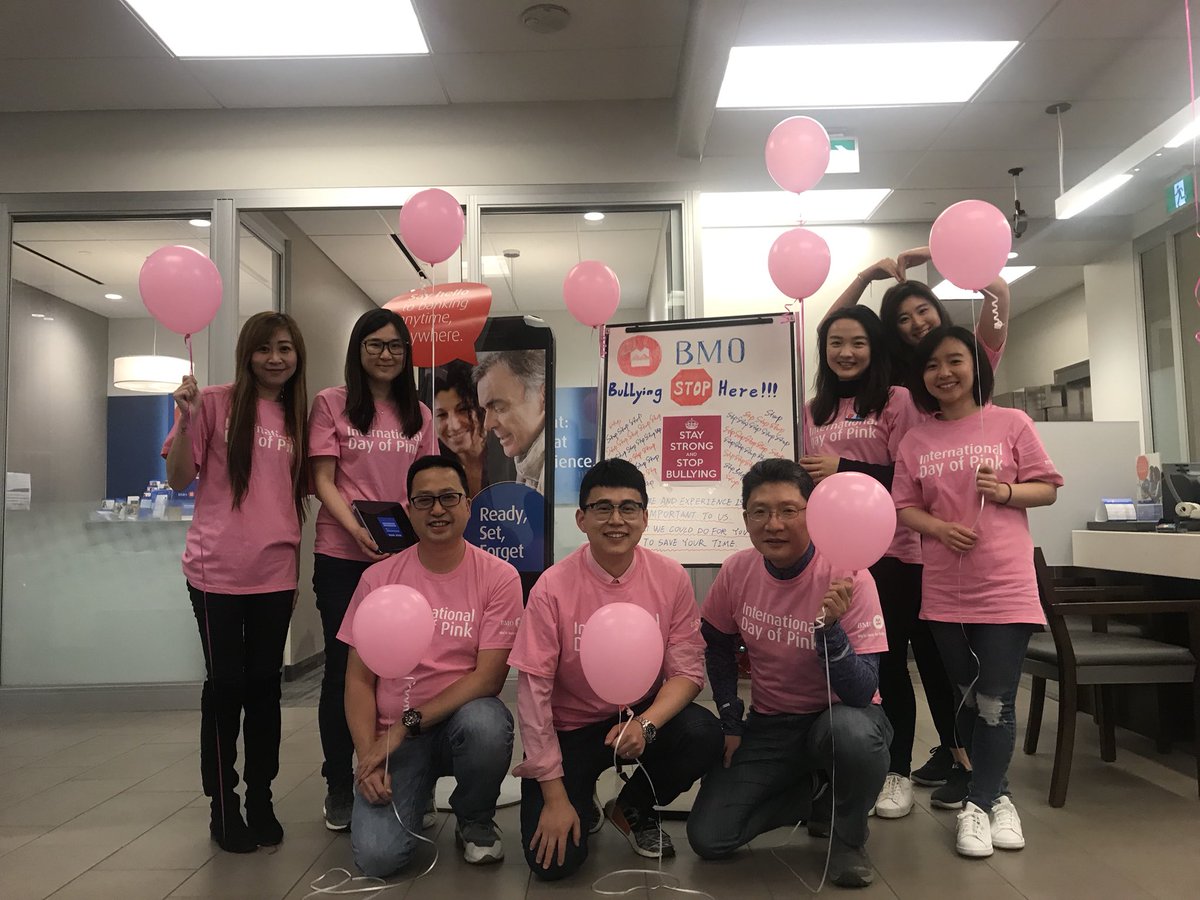 Bullying Stops Here !! Richmond Oval family supports #BMODayofPink to show our stand against discrimination, homophobia, transphobia,and all forms of bullying. #ProudToWorkAtBMO