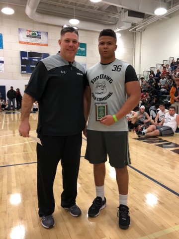 NPCoachZim's tweet photo. TopDAWG LB with the highest bench @jusssstt_ 25 reps of 185lbs. Great looking kid, yoked up, athletic; Great combine #'s and was lights out in LB Indy's and 1 on 1's. #TopDAWGLB #Size #Speed #Athleticism #Grades #OfferLB #BestOfTheDMV https://t.co/lKgR0KfbYI