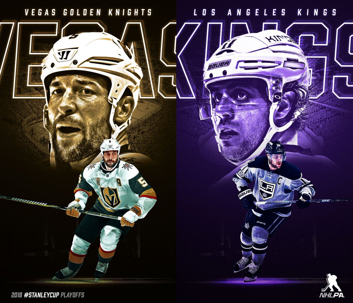 It's 👑 versus ⚔️ in a battle of the court! Puck drops on Game 1 for the <a href="/GoldenKnights/">Vegas Golden Knights</a> and <a href="/LAKings/">LA Kings</a> tonight at 10 pm ET. #StanleyCup