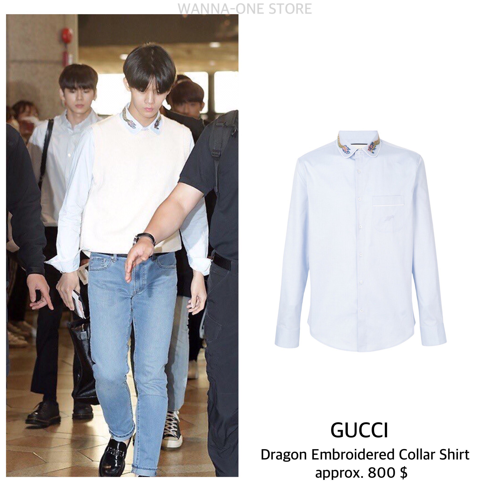 gucci embroidered collar shirt