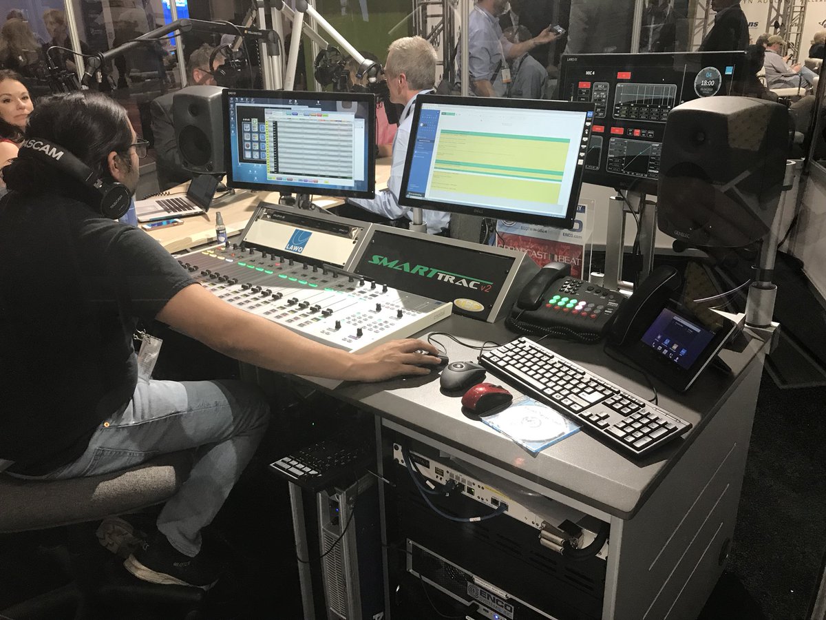 tbcconsoles's tweet photo. Checkout the TBC podcast desk supplied for our friends @BroadcastBeat at this years NAB Show.  It’s a hit! #smartrac #yellowtec https://t.co/lhjLDC24QF