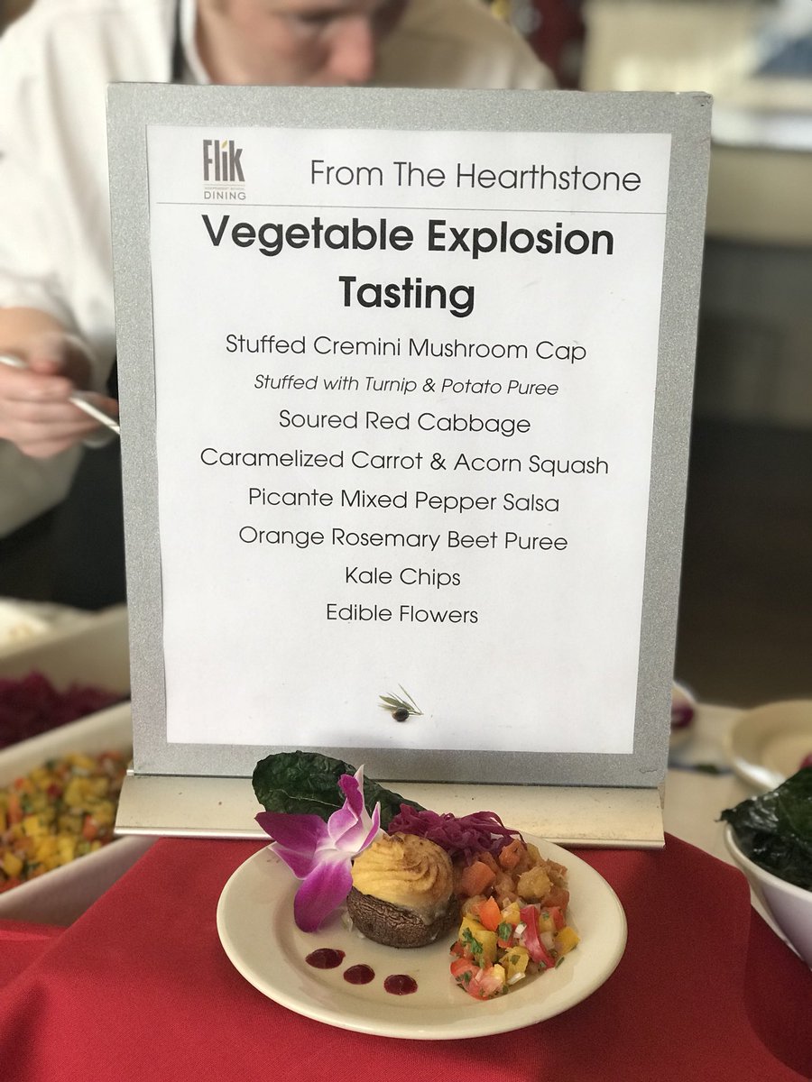 @ChefFaithClarke with her #Vegetable Explosion @PomfretSchool @FlikISDining #tastings #rosemary #veganfood #creminiMushrooms #carrots #acornsquash #color #FlikISFresh #FlikISFun