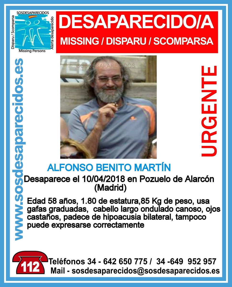 🆘Urgente⚠
Este es Alfonso y ha #desaparecido en Pozuelo de Alarcón #Madrid
¿Lo has visto?
☎️062
☎️091
☎️112
Tu RT no cuesta nada y ayuda mucho