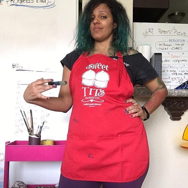 CorvinkCo's tweet photo. Our aprons aren’t just for cooking and the kick ass @julesriveraart proves just that! Thanks for sharing Jules! Go check out her art and maybe pick up one of the newer versions of this design on our online store today.
#julesrivera #artist #artistsonins… https://t.co/8VlWNdW0U1 https://t.co/iBX5XdL1HX