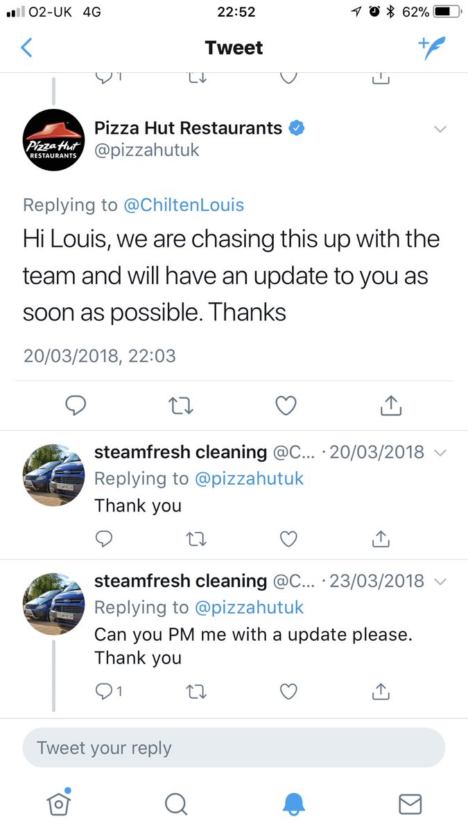 ChiltenLouis's tweet image. @pizzahutuk Have made a genuine complaint weeks ago hoping to resolve my complaint without resulting to leaving reviews and sharing, but they are obviously not bothered once you have paid. 😡😡😡