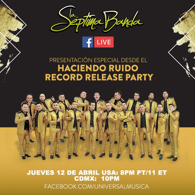 Mañana, no te pierdas a <a href="/LaSeptimaBanda/">LaSeptimaBanda</a> en Facebook Live desde el #HaciendoRuido Record Release Party a las 8pm PST desde la cuenta de <a href="/UniversalMusica/">Universal Music Latino</a> #FacebookLive
