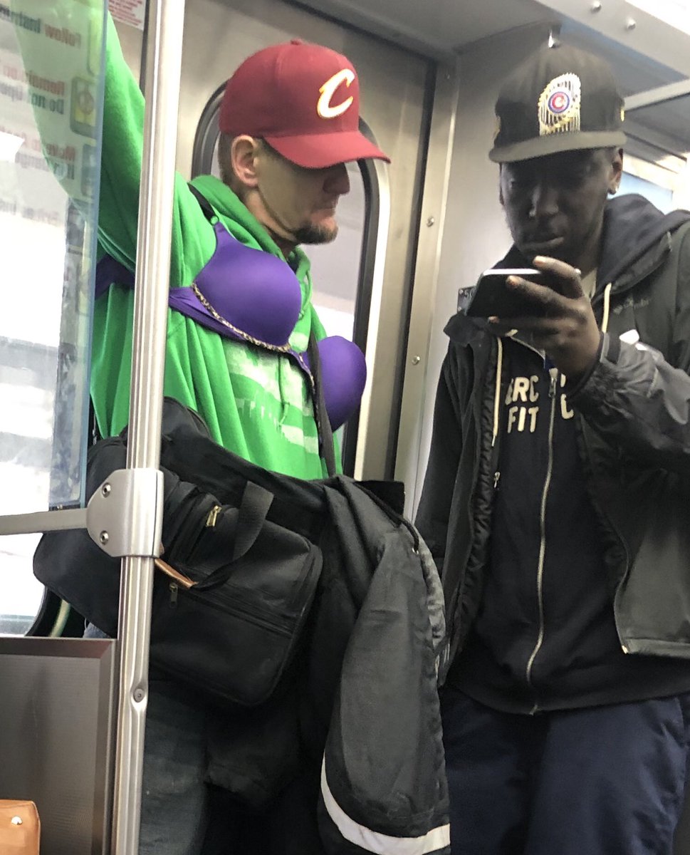 NotesofWiz's tweet photo. Just sporting a purple bra and looking at some scores. @PeopleofCTA #peopleofthecta #cavsfan #purplebra https://t.co/4C3mfcGVSu