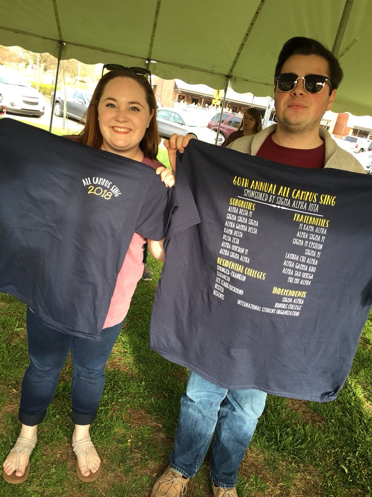 AllCampusSing's tweet photo. Do you LOVE All Campus Sing? Then your wardrobe wouldn’t be complete without an official #MurrayStateACS T-shirt! $15 under the tent! Get yours before they’re gone! https://t.co/ejWzdQ8Gn2
