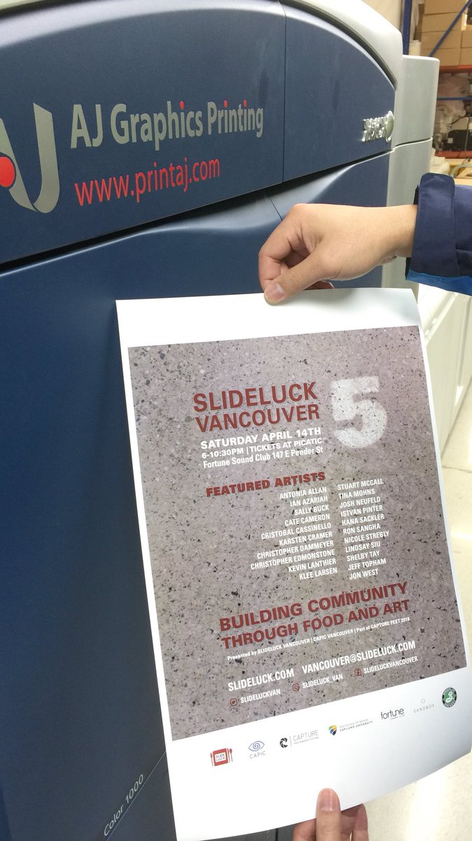 slideluckvan's tweet photo. Hot off the press!  Thanks AJ Graphics for the awesome #slv5 posters!  #gettingexcited #capturephotofest #fortunesoundclub 

April 14th > Tickets: https://t.co/i4xwGfFgUx https://t.co/fQMwpcR56v