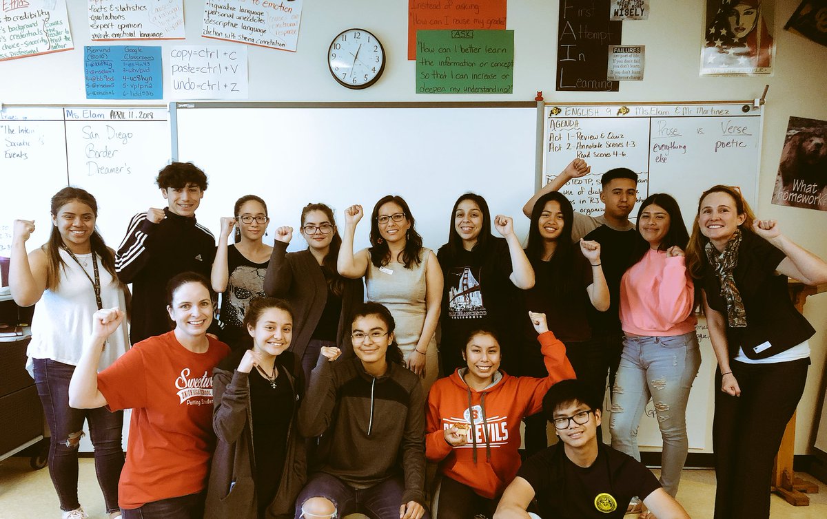 Ms_Elam's tweet photo. Amazing lunch with the Red Devil dreamer’s today! Thank you Dulce Garcia for your inspiring words! #suhi #SUHSD https://t.co/2O2M8cEIZQ