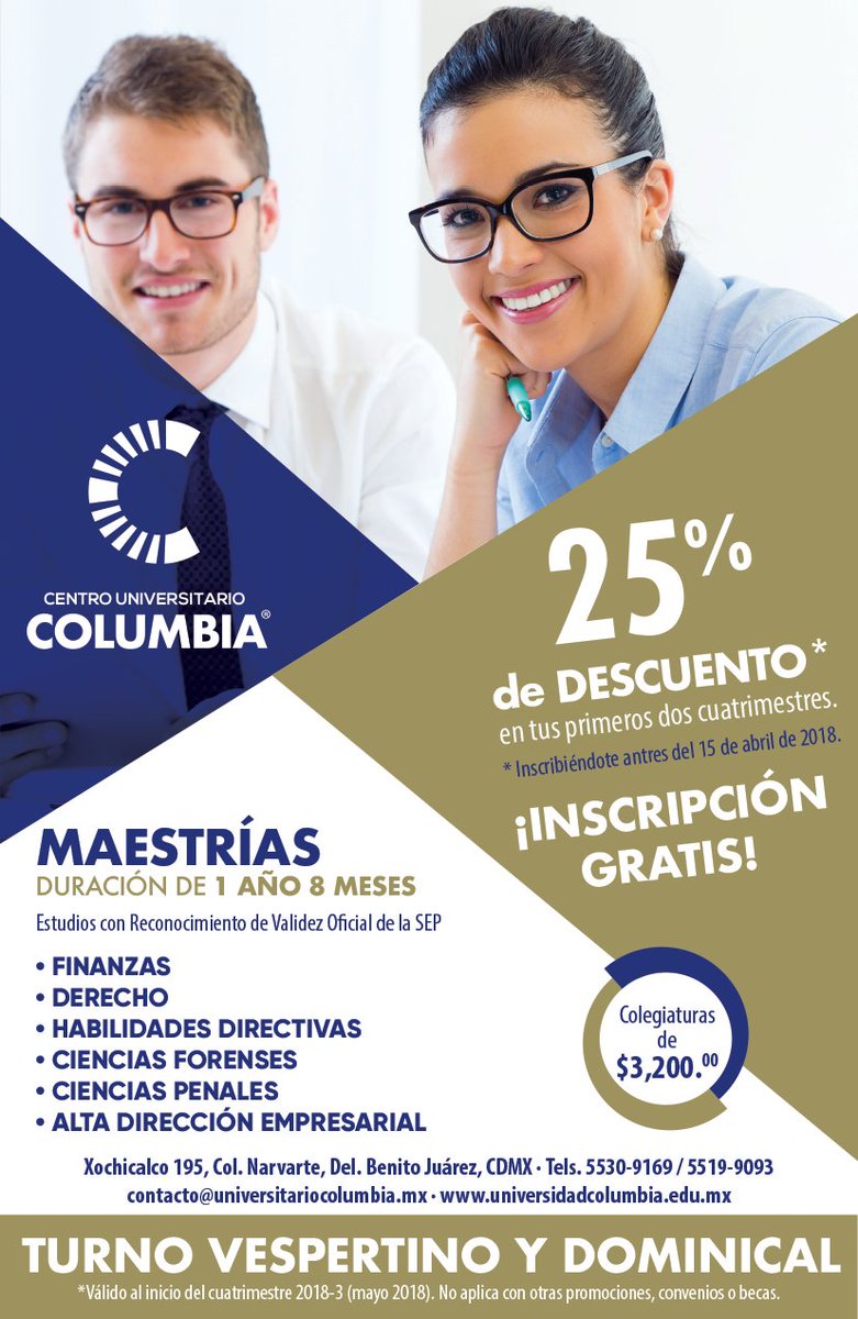 El 15 de abril es la fecha límite para asegurar tu descuento para cursar tu maestría. ¡Aprovecha estas promociones!
ow.ly/9f9V30jlhw4