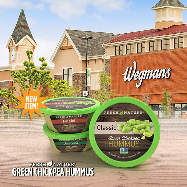 greenhummus's tweet photo. Hey #greenhummus fans! We are now available @Wegmans! Fresh Nature Green 🌱 Chickpea Hummus - fresher and creamier than traditional hummus. https://t.co/8riTX4RIUr