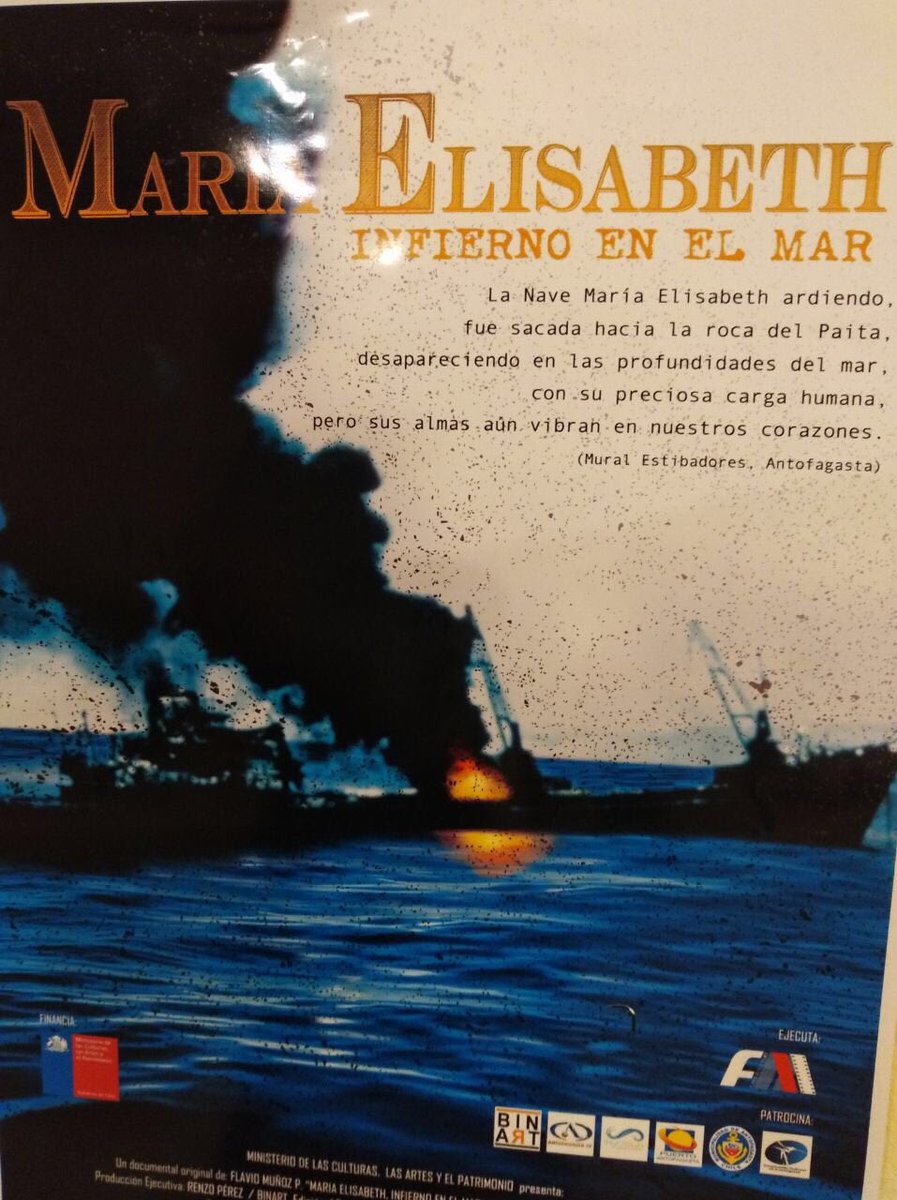 AntofagastaTV's tweet photo. Hoy a las 22 horas estrenamos “María Elisabeth” Infierno en el Mar, retrata el hundimiento del carguero mercante en nuestras costas. Dirigido por Flavio Muñoz #documental #mariaelisabeth https://t.co/jz0m6g3pFX
