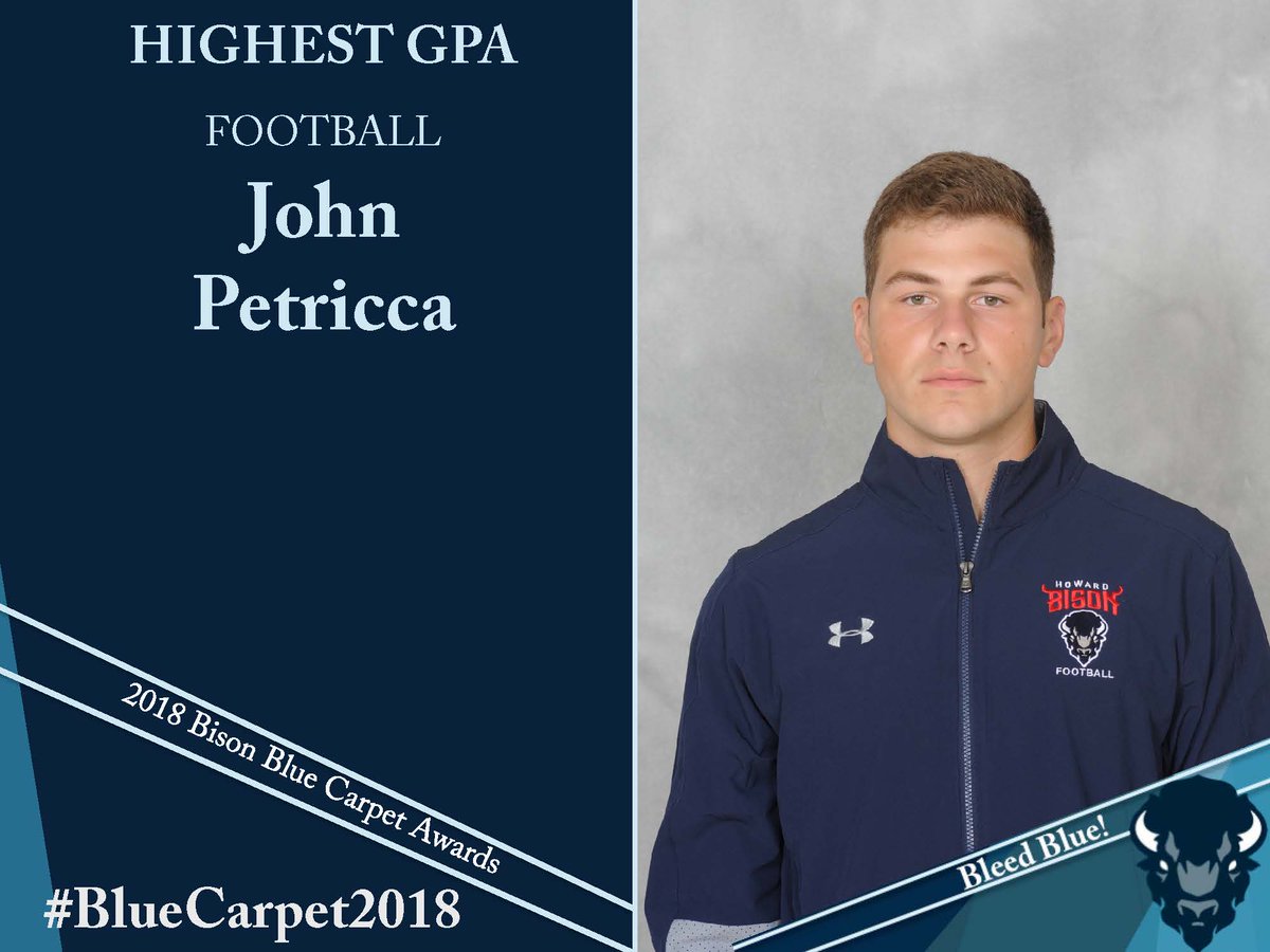 HUBisonSports's tweet photo. #HOWARDFB @HUBISONFOOTBALL Highest GPA: John Petricca #BleedBlue #BlueCarpet2018 https://t.co/71PB32wnBp