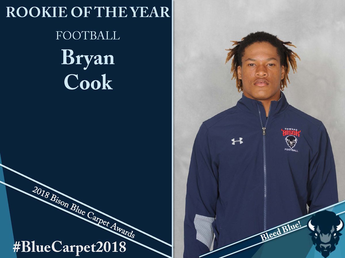 HUBisonSports's tweet photo. #HOWARDFB @HUBISONFOOTBALL Rookie of the Year: Bryan Cook #BleedBlue #BlueCarpet2018 https://t.co/COo6u4FAyd