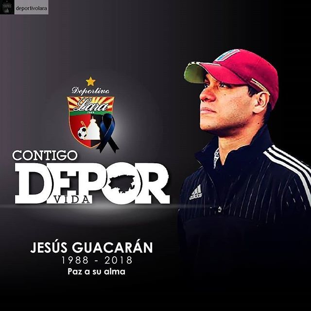 DeporteFenix's tweet photo. ¡El deporte en Lara está de luto! #Repost from @deportivolara ... ¡Con profundo dolor! Lamentamos el terrible asesinato a manos del hampa de nuestro amigo Jesús Guacarán, quien en vida formó parte de nuestro equipo y miembro de la @SeleVinotinto.

Rogamo… https://t.co/8qSw8DhLFz https://t.co/Di9wPPTK1r