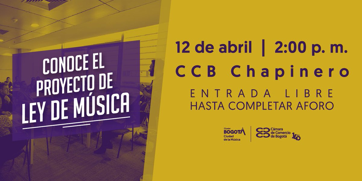 BOmm_Bogota's tweet photo. ¿Te importa la industria musical? Entonces acompáñanos a conocer el Proyecto de Ley de Música. Entrada libre. #ClusterMúsica https://t.co/ngQ8Cs72MH