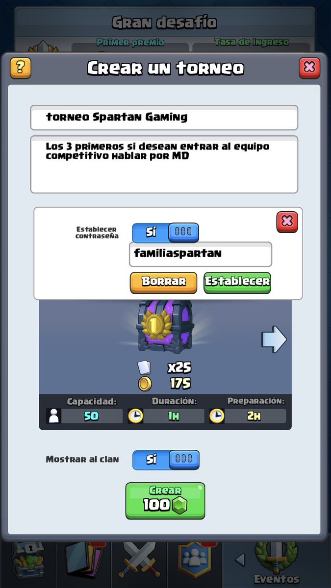 Pruebas Spartan Gaming

Los 3 primeros comunicarse por MD si desean pasar pruebas para el equipo competitivo. 💪🏻

Comienza al término de la preparación 

#ClashRoyale 
#SpartanFamily