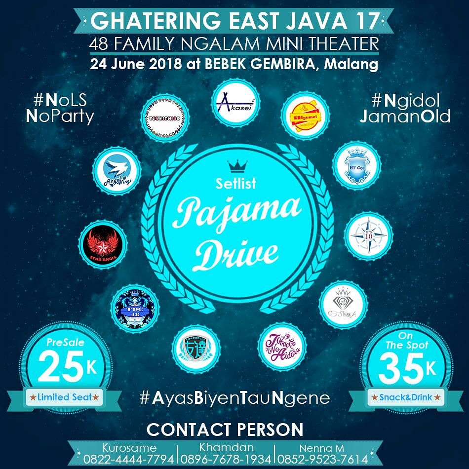 Gladbois27's tweet photo. Next Event Gathering East Java 17th @48fams_ngalam @JKT48_EastJava
24 June 2018 at Bebek Gembira Malang yuk yuk sambung silahturahmi di GEJ Ngalam 
Mau away days bareng? nanti kita infokan lagi ya boys 🙏 #NgidolJamanOld #NoLsNoParty #KulonuwunNgalam 🙏🍻 https://t.co/sY9OlhHbQQ