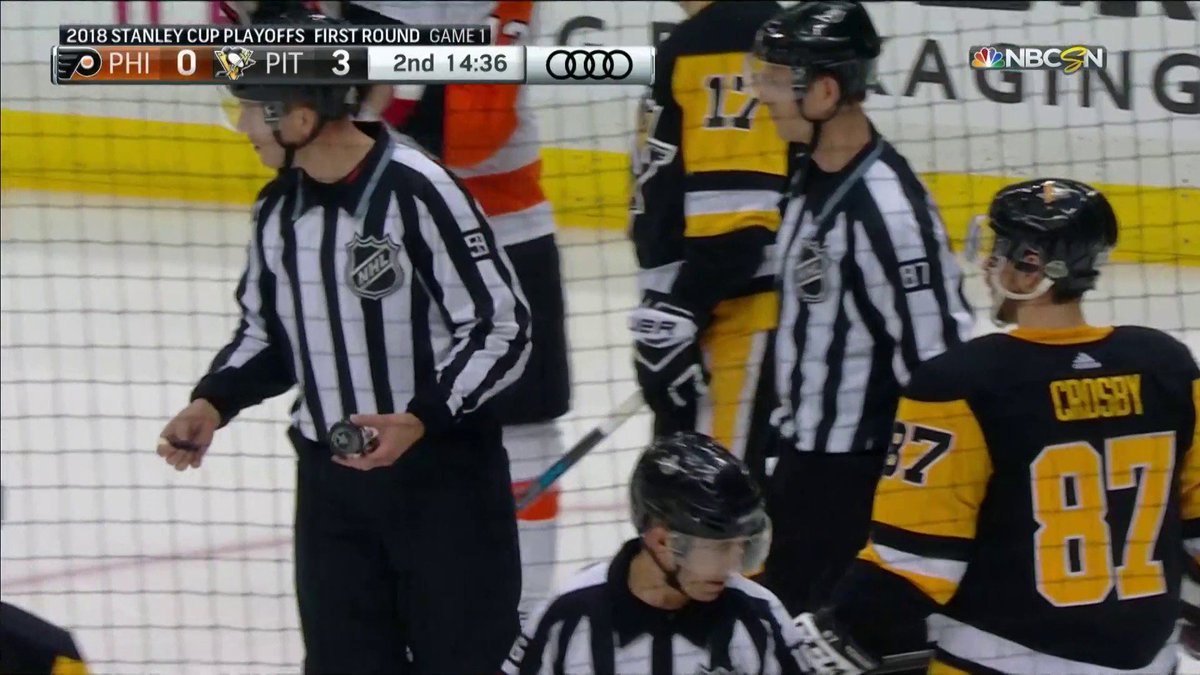 NBCSportsHockey's tweet photo. the puck...split in half? https://t.co/rXbuwZDlDI