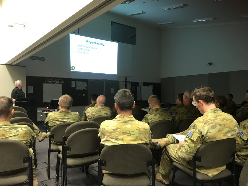 Getting a refresher brief on the simulation capabilities within the #1stBrigade. Fantastic resources that allow all levels to practice C3 and TTPs prior to doing the real thing. A great means to tie-in planning and post-H execution #efficienttraining #effectiveresources
