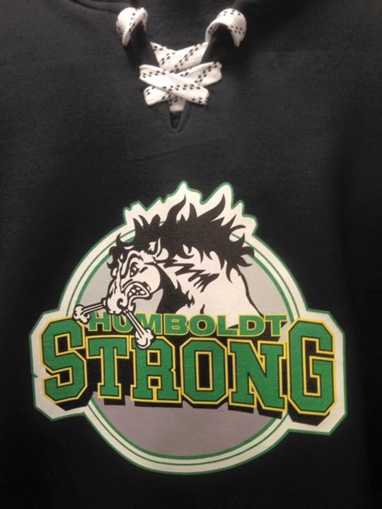 Humboldt Strong skate lace hoodies - 100% of the money collected from the sale of this hoodie will be donated to the families of the Humboldt Broncos.  Hoodies are $30 each and are available in store. Adult sizes small - XXL are available (Sorry no youth sizes) #humboldtstrong