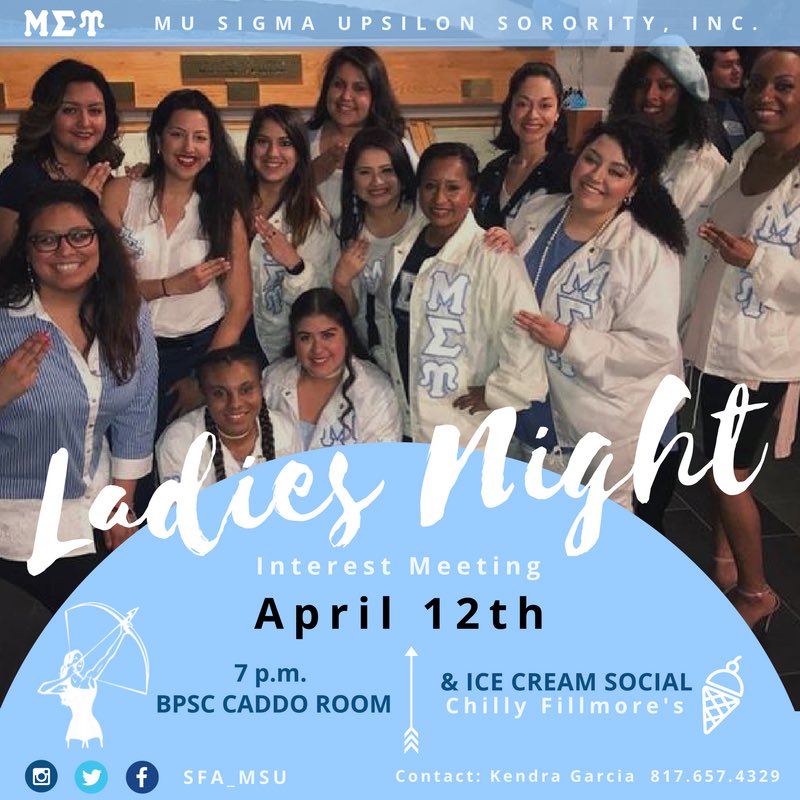 SFA_MSU's tweet photo. Come out TOMORROW to our last interest meeting of the semester and learn about 1st MULTICULTURAL SORORITY IN THE NATION! Check out what the Sophisticated Ladies are all about 💙 #muweek #musigmaupsilon #WhyMu #sfa #sfasu #sfa19 #sfa20 #sfa21 #sfa22 https://t.co/LnXLWaT9Oj