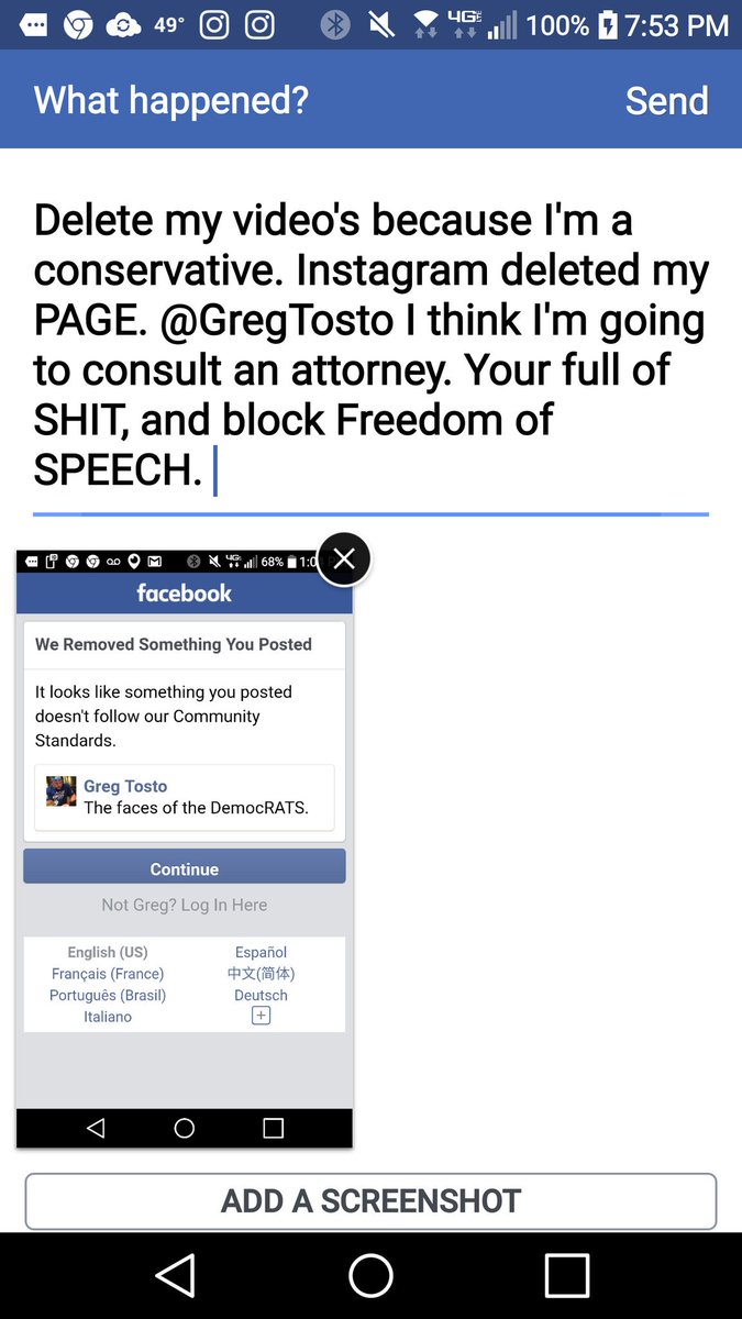 GregTosto's tweet image. I need a #ATTORNEY ASAP. @DiamondandSilk #facebookcontrol #BlocksFreeSpeech #BlocksConservatives #Facebooksucks #SellsYourInfo #Twatenberg @instagram @facebook @MichaelCohen212 @JudgeJeanine @FoxNews @seanhannity @TuckerCarlson @realDonaldTrump