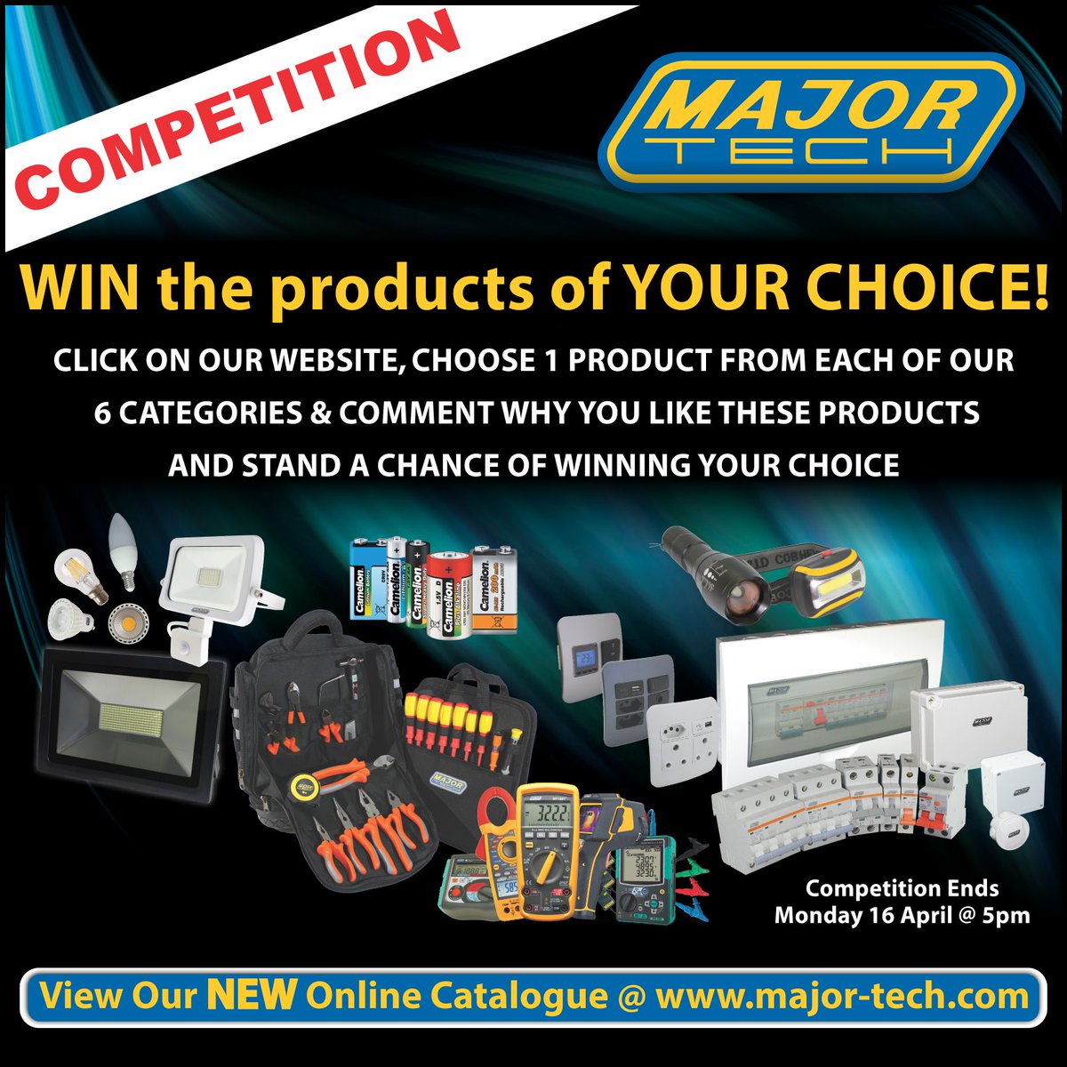 MajorTechZA's tweet image. Log onto major-tech.com and browse for the products that you would like to win. Choose 1 product from each of the 6 categories and comment on those 6 products and why you like them! 3 random winners will be selected from entries. They will win 1 of the selected products.