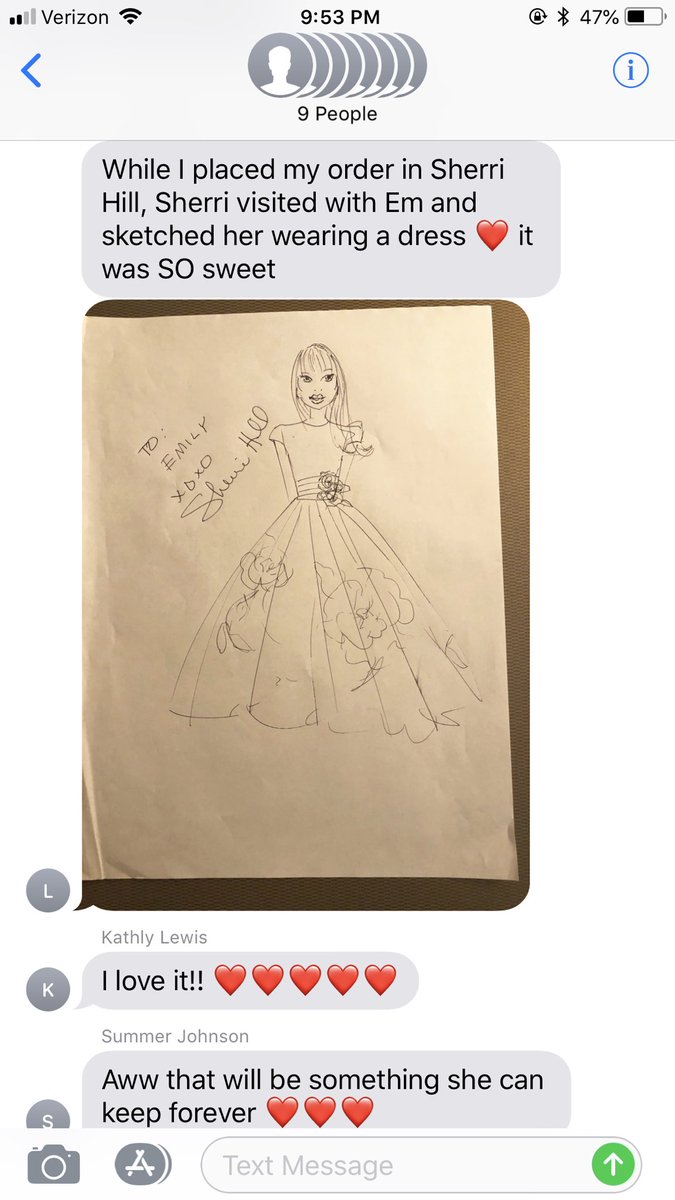 Jessie_Leigh15's tweet photo. This has definitely made my week! Like THE Sherri Hill sat and talked with my bosses daughter and sketched her!! 😍 #prompromprom #wow https://t.co/ZrUqKFlNrZ