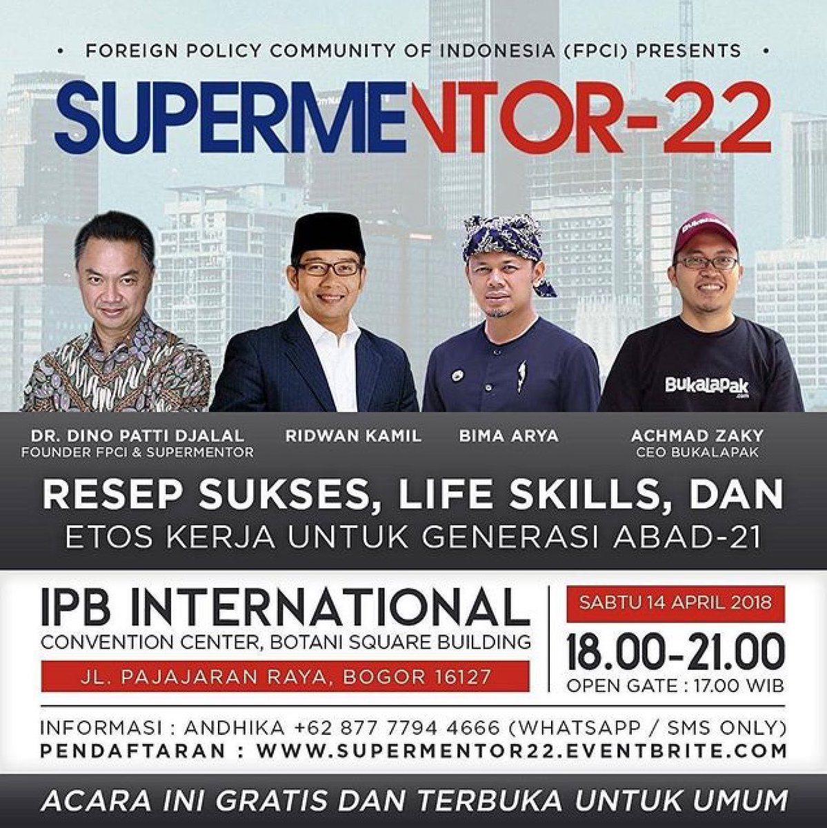 ridwankamil's tweet photo. Para Milenial yang lagi di Bogor silakan gabung. Haratis. Hatur Nuhun. https://t.co/2DdlecbRie