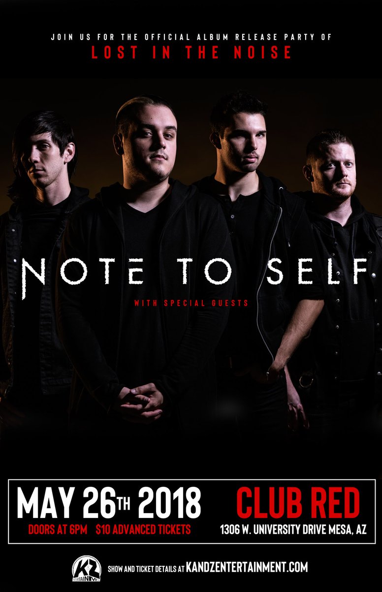 NotetoSelfBand's tweet photo. Our EP “Lost in the Noise” will be out May 26th! Come help us celebrate the release at Club Red with special guests to be announced soon. Get your advance tickets for only $10 at the link below! #lostinthenoise 

Tickets: https://t.co/lj4dRtiKCT https://t.co/XyhbTNT1JD