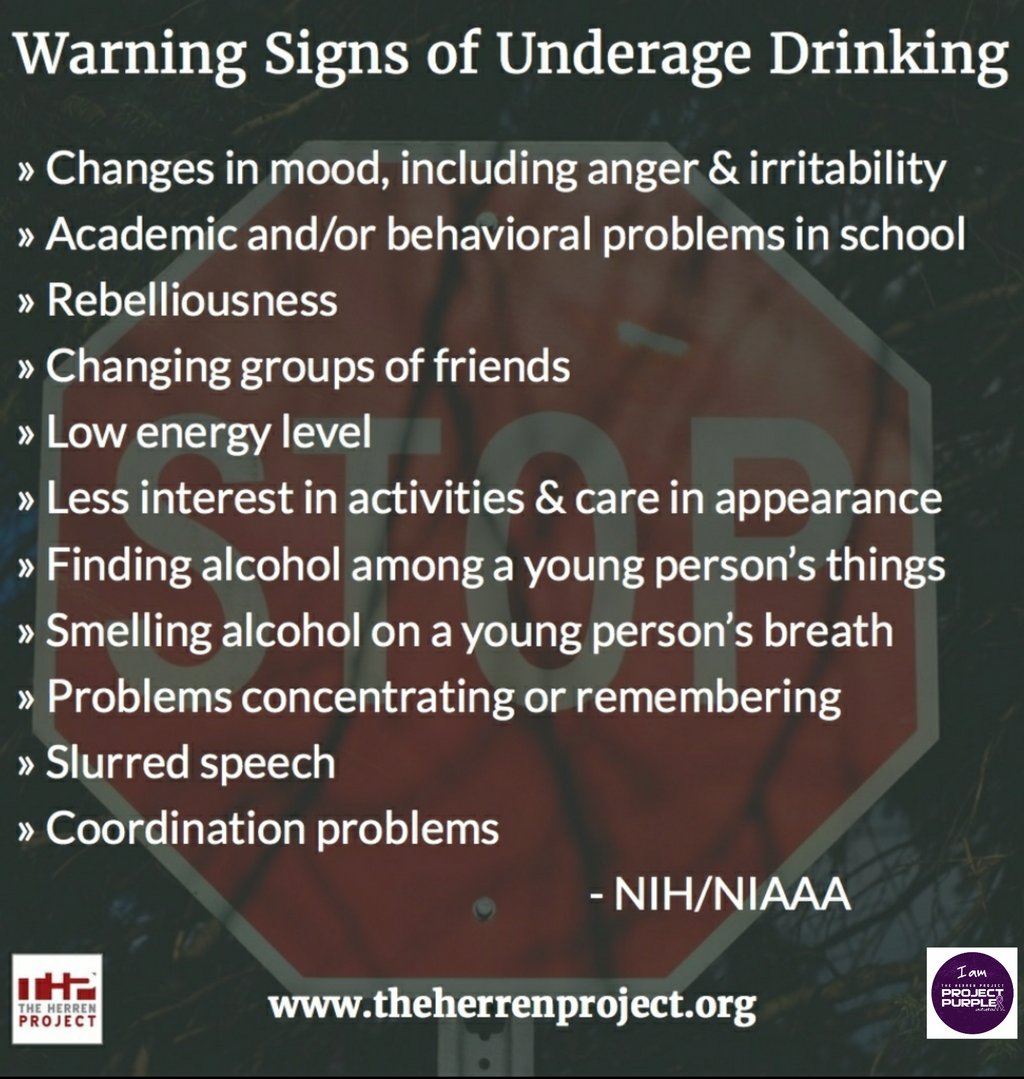 HerrenProject's tweet image. Know the warning signs of underage drinking #AlcoholAwarenessMonth #education #prevention