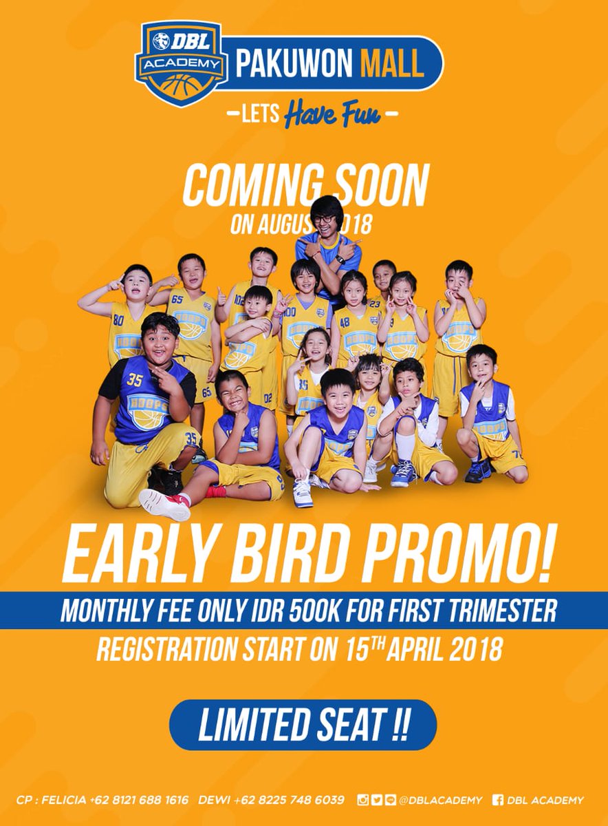 Sudah pada tau kan Champs kalau DBL Academy akan buka di Pakuwon?
Yup kalian bisa booking seat mulai dari sekarang loh!
Yuk yuk buruan aja daftar dan akan ada spesial discount dari kami! 😆
#FUNDAMENTAL #LIFESKILL #HEALTHLIFESTYLE
#DBLACADEMYPAKUWON