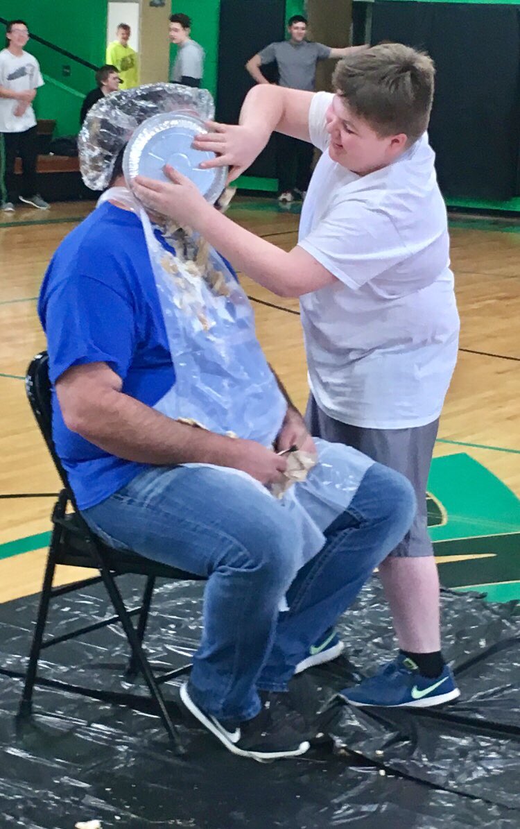 piercecityms's tweet photo. PCMS students raised $1,044 to purchase a green screen and Mr. Stokes got a PIE IN THE FACE! https://t.co/ojdegLn4Rl