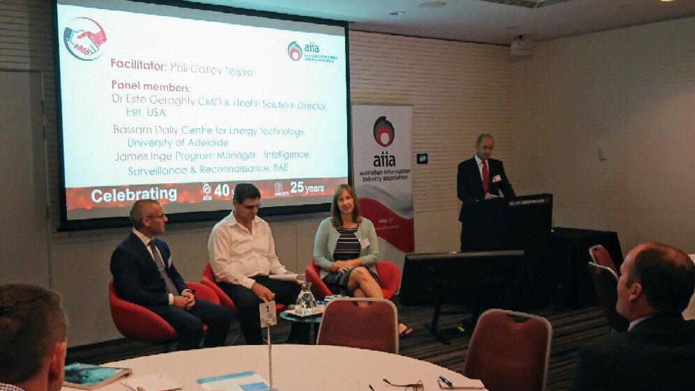 AIIA_ICT's tweet photo. Our panel is in full swing, discussing #skills development, reskilling & upskilling! @EsteGeraghty @esriaustralia; @BassamDally @UniofAdelaide & James Inge @BAESystemsplc #AIIASummit #technology #JobsOfTheFuture https://t.co/tYv6fTo6oa