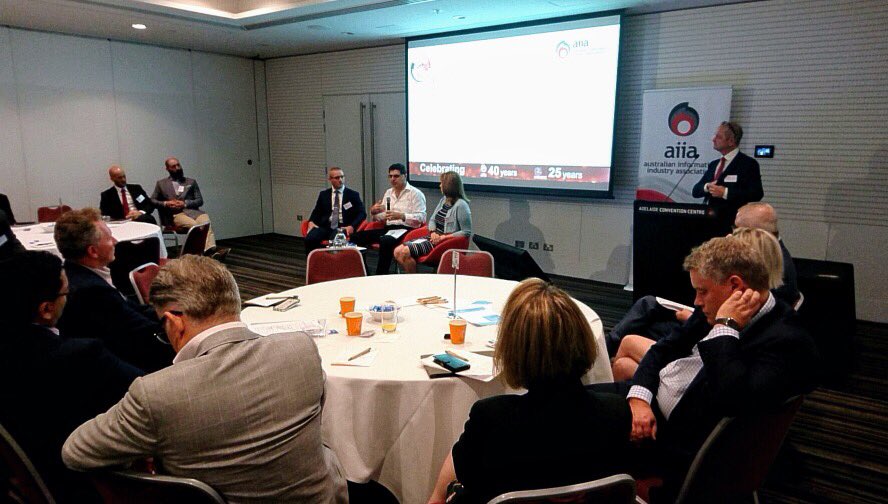 AIIA_ICT's tweet photo. Our panel is in full swing, discussing #skills development, reskilling & upskilling! @EsteGeraghty @esriaustralia; @BassamDally @UniofAdelaide & James Inge @BAESystemsplc #AIIASummit #technology #JobsOfTheFuture https://t.co/tYv6fTo6oa