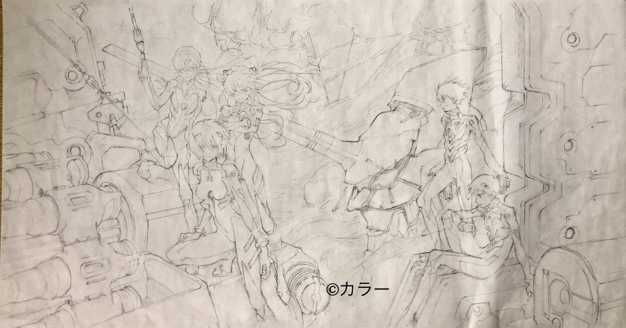 株 カラー 2号機 版権の原画 エヴァイラスト集の表紙カバー 本田雄 師匠は ここ数年は影付けから着彩までデジタルなので原画作業はここまで T Co Pdyt7gj5ym Twitter