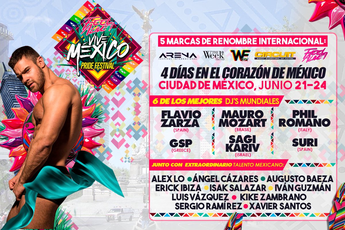 pridemexico's tweet photo. Queremos mostrar el gran valor de México, colocándolo en la escena gay mundial!
Junto con las mejores marcas del mundo,  y los dj's internacionales de mayor prestigio, amparados por la experiencia de 8 años de #FeelAlive

¡El más asombroso festival del orgullo de México! https://t.co/qvETuQPQVu