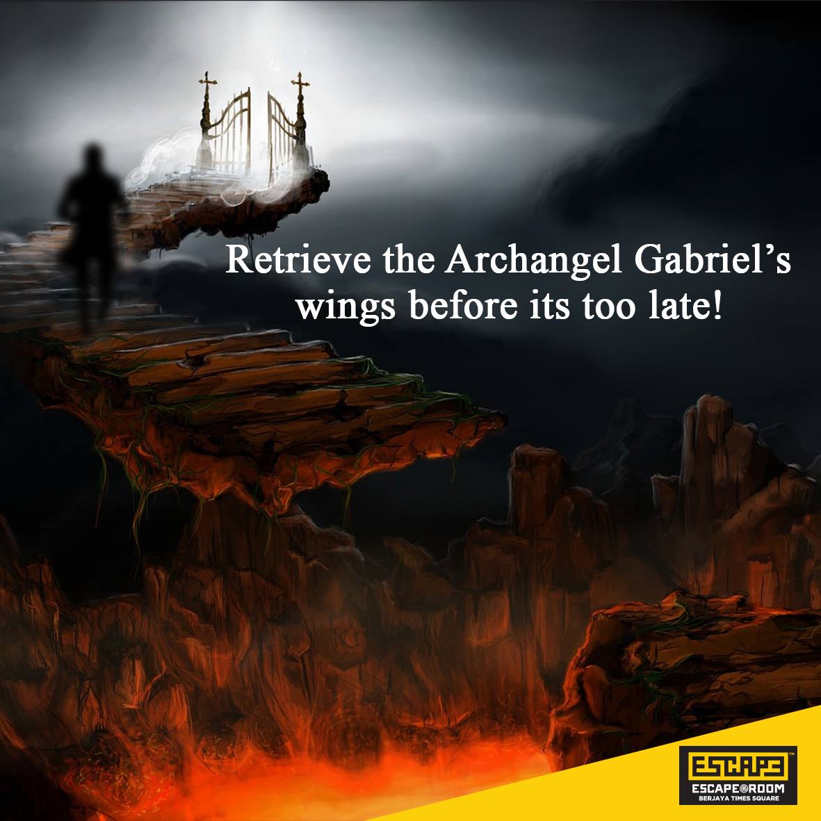 The malicious Fallen Angel, Lucifer, has stolen the wings of the great Archangel Gabriel! You, a mere mortal, have been honoured with the perilous task of retrieving Gabriel's wings from the darkest depths of Hell!

Book your slot today at escaperoom.com/kl
