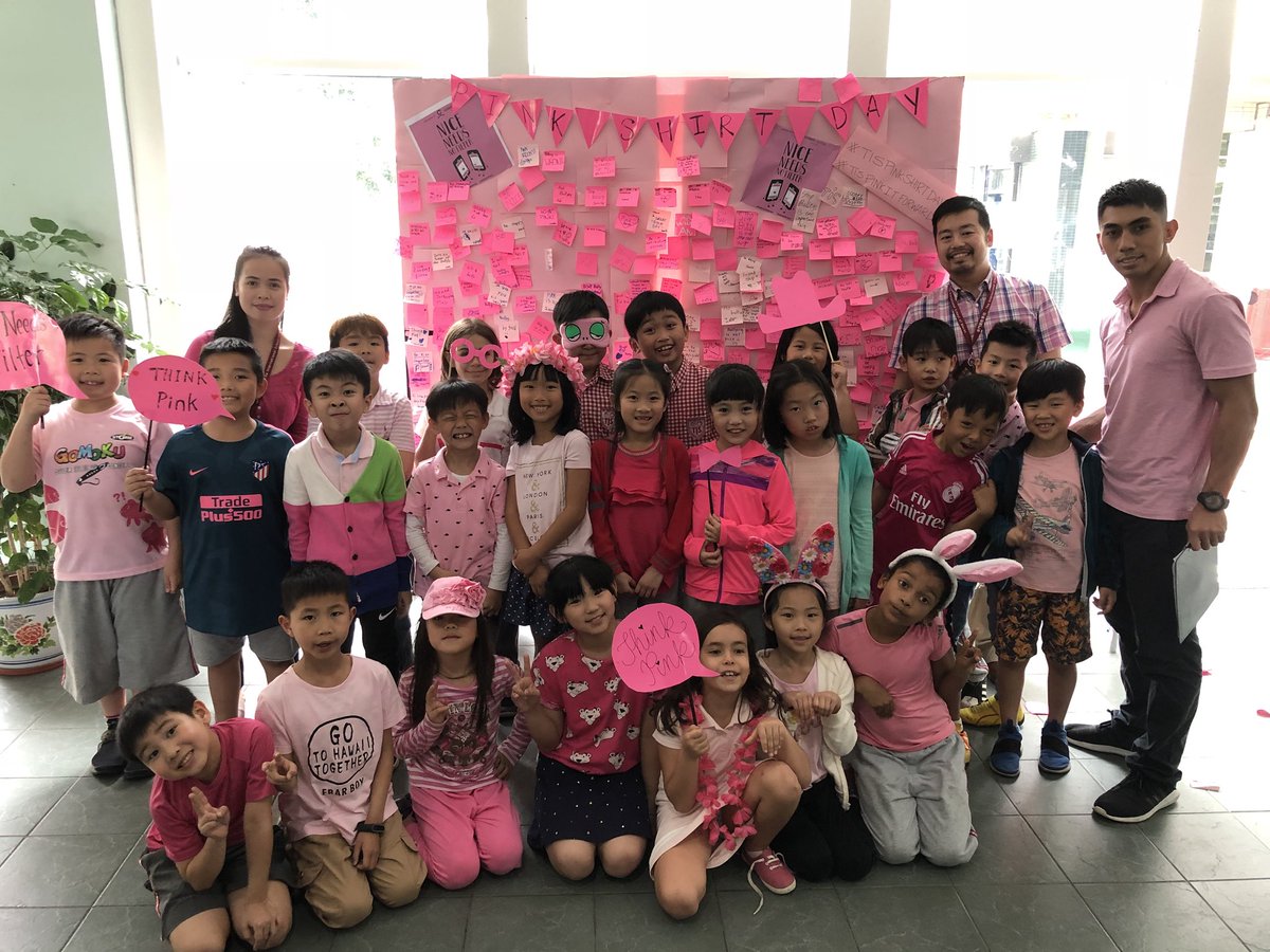 MrSamHo's tweet photo. G2-2 rocked the pink yesterday for anti-bullying!
#DayofPink #PinkDay #PinkDay2018 #NiceNeedsNoFilter #TISMacao https://t.co/IjxtS9Ys6N