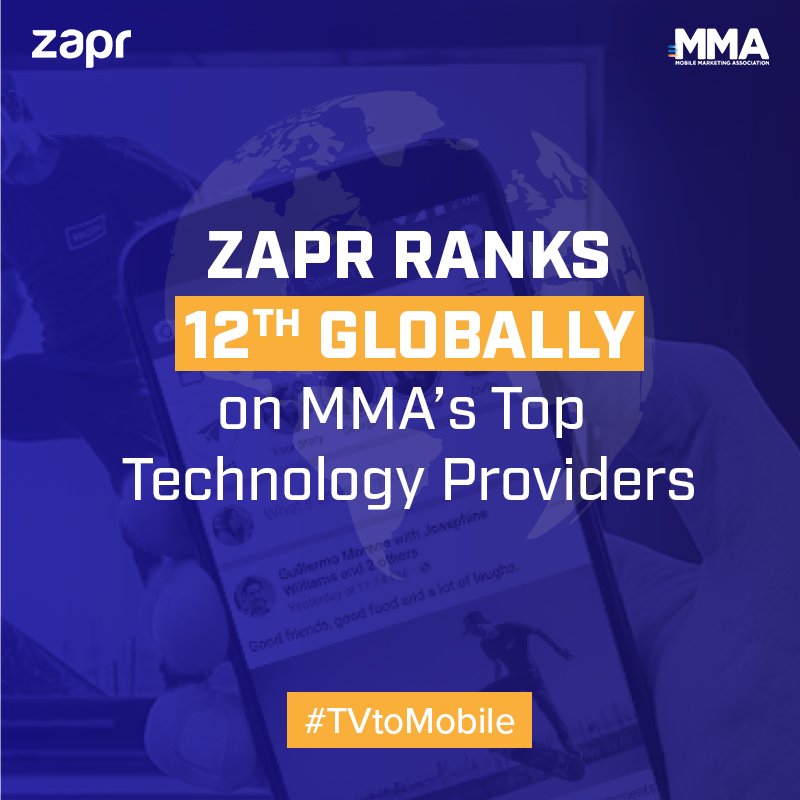 zaprindia's tweet photo. Zapr ranks 12th on newly released MMA SMARTIES Business Impact Index - the first and only global index that ranks top agencies, advertisers, brands and technology enablers in the Mobile space! https://t.co/r4noCs6b6d
#TVToMobile #Marketing #Advertising #India https://t.co/lKanYQWFKW
