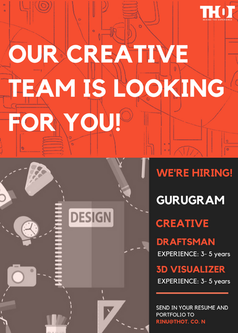 ThotMedia's tweet photo. #THOT is looking for young, dynamic and enthusiastic individuals in Architect/ Draftsman and 3D Visualizer in #Gurugram with 3-5 years experience in the Events.
Interested candidates can share their detailed resume at rinu@thot.co.
#behindtheexperience #THOT_Is_Hiring https://t.co/WVkQUbXjoU