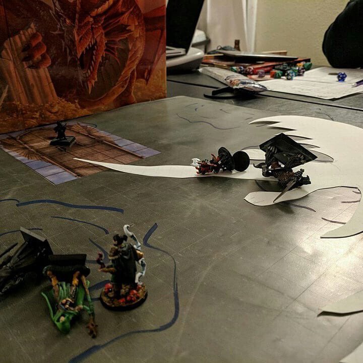 TheSwordcast's tweet photo. TFW your players decide to jump onto the ancient dragon, so you gotta break quick and draw a dragon template. This fight was amazing, and I wouldn't have had it any other way. #dnd #paperdragon #notthepodcast #prouddm #crazywerewolf #shitmyplayersdo #papercraft #tfw https://t.co/eM42tDUWwu