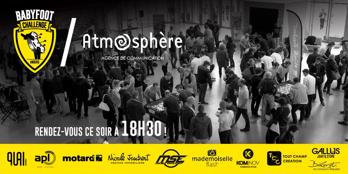 Atmosphere_Com's tweet photo. #BabyfootChallenge c'est le Jour-J 🏆⚽
Un événement @Atmosphere_Com ouvert à TOUS les professionnels. Rendez-vous dès 18h30 au @lequai pour jouer, supporter ou simplement réseauter avec les entreprises de la région. https://t.co/QfetrpaHGq