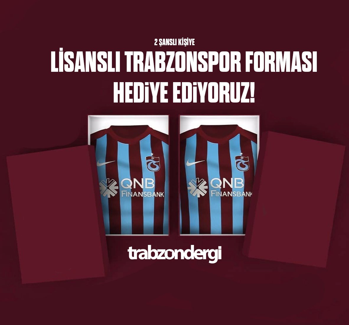 Trabzon Dergi 2 şanslı taraftarımıza lisanslı forma hediye ediyor!

2 şanslı kişiden birisi olmak için yapman gerekenler 👇

📌 @TrabzonDergi twitter'da takip et, 
📌 Bu twiti RT et, 

💣Forma kazanmak için bekle! 😉