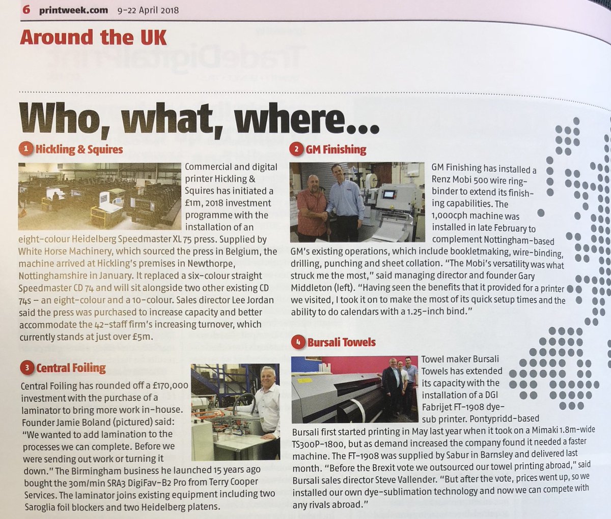 Renzbinding's tweet image. Who, what, where @printweek.... new installations around the UK including the Renz Mobi 500 at @gmfinishing #wirebinding #calendarbinding