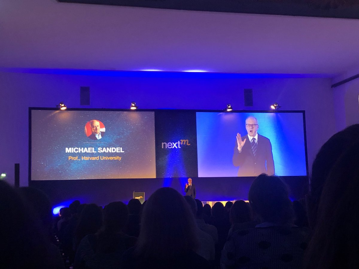 What a great line up of speakers at the  #nextm conference. Thank you <a href="/mindshare/">Mindshare</a> <a href="/antlanger/">C. Antlanger-Winter</a>! Right now a truly entertaining and instructive session on the moral aspects of the digital world with the one&amp;only Prof. Michael Sandler of #Harvard University
