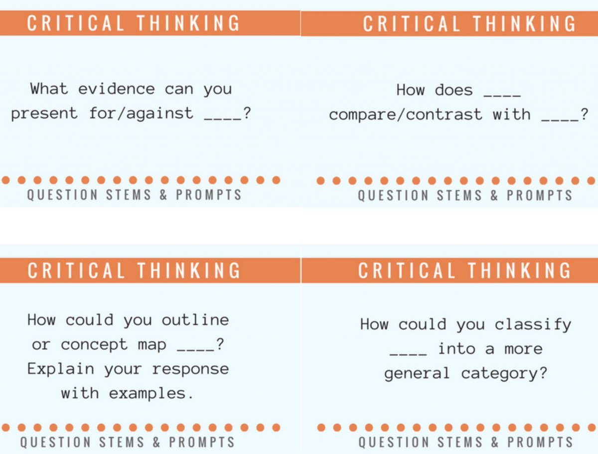 TeachThought's tweet image. 50 Questions To Help Students Think About What They Think - TeachThought bit.ly/2zA2I64